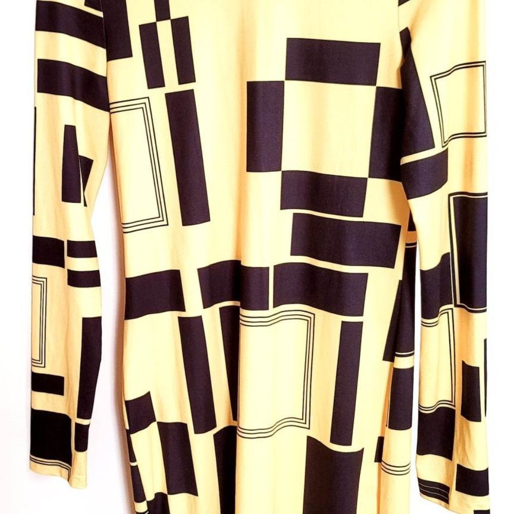Sexy Yellow Black Print Dress Size Medium